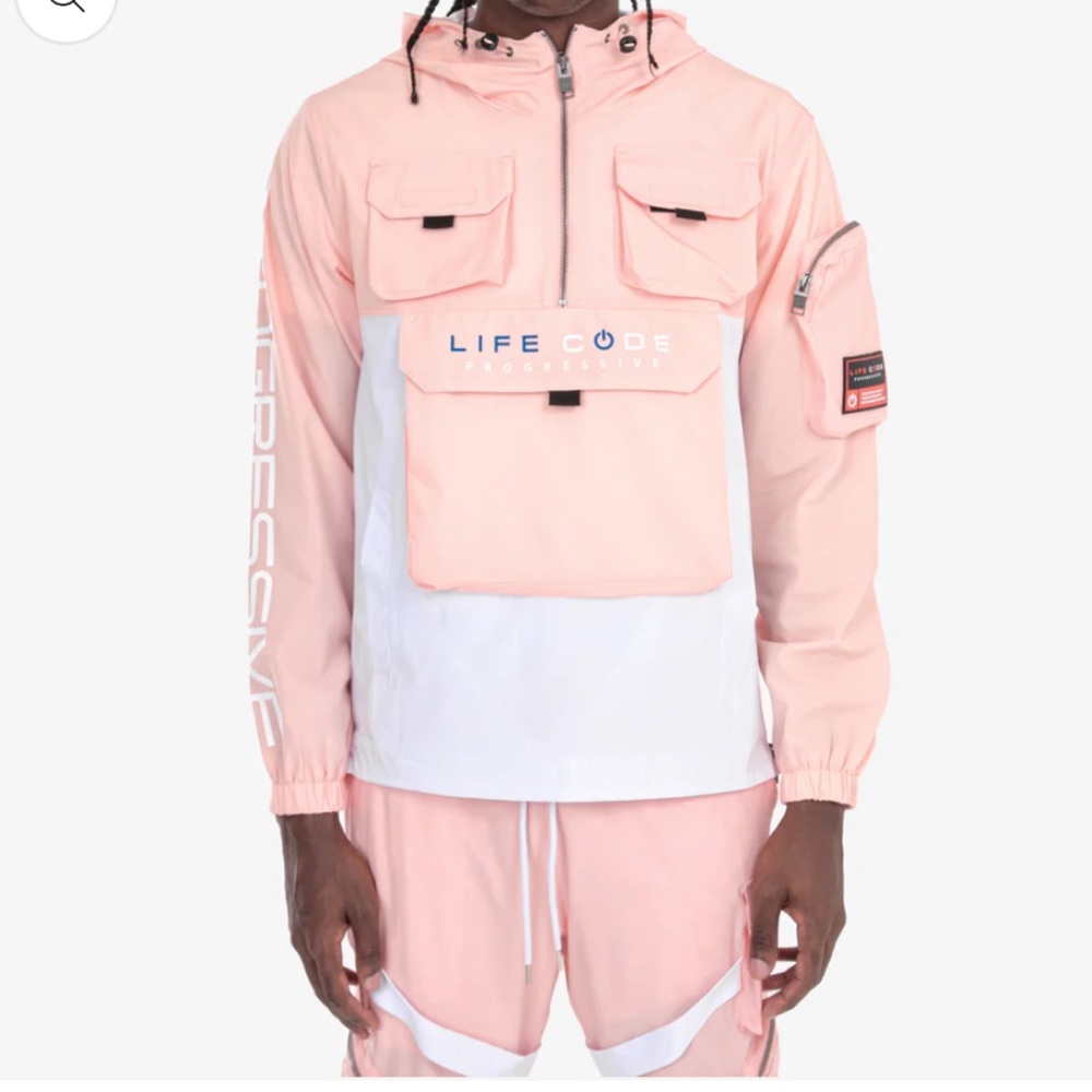 Pink and White Life Code Jacket